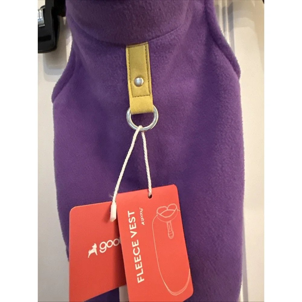 NWT, Gooby, Warm Pullover Fleece Dog Jacket with O-Ring Leash, Lavender, Small